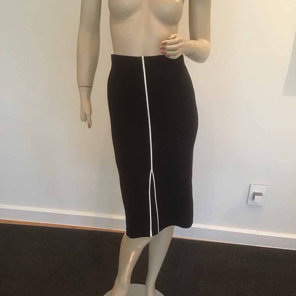 Rag & Bone Black‎ White Lucine Stretch Knit Fitted Pencil Skirt XS Bodycon